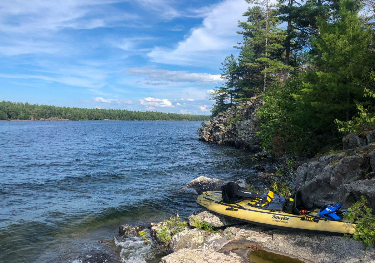 Kayak on the shore of an island