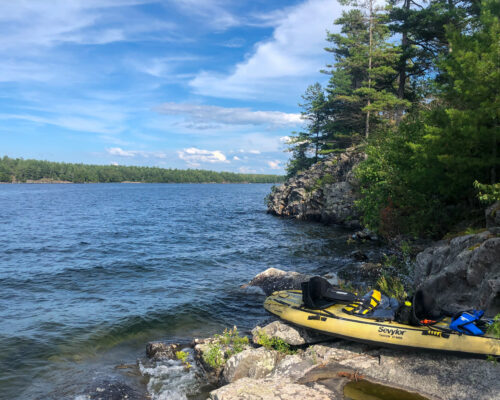 Kayak on the shore of an island