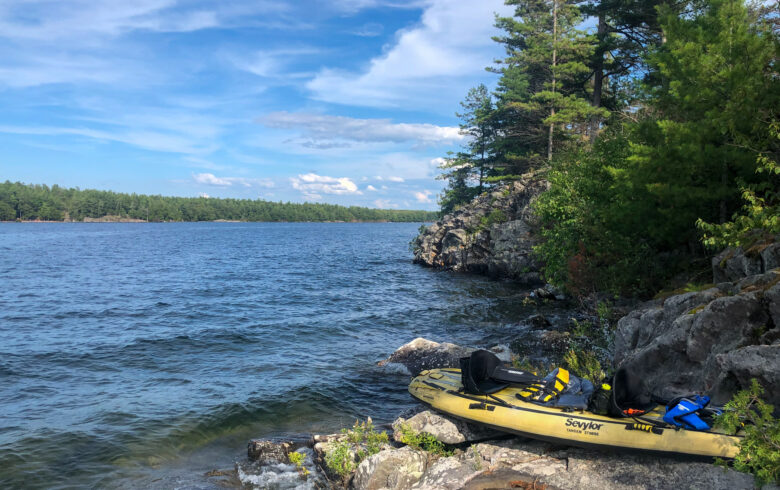 Kayak on the shore of an island